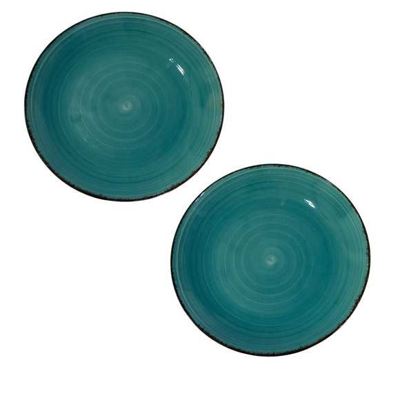 Royal Norfolk Turquoise Swirl Salad Bread Plate Stoneware 7.5" Set Of 2 - Picture 1 of 5